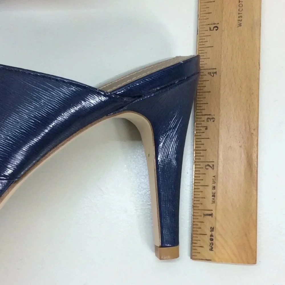Navy Open Toe SlipOn Heeled Sandals - Picture 6 of 8